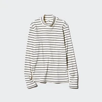 Ribbed High Neck Long Sleeve T-Shirt | Striped