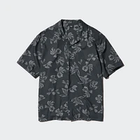 MODAL COTTON OPEN COLLAR SHIRT SHORT SLEEVE