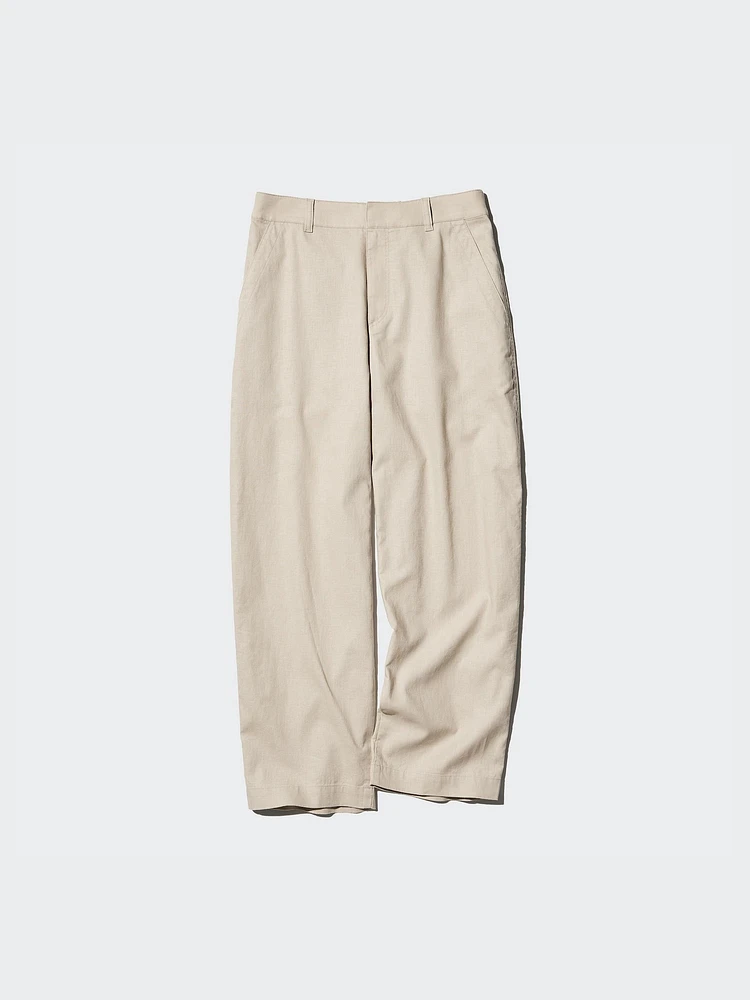 LINEN COTTON TAPERED PANTS