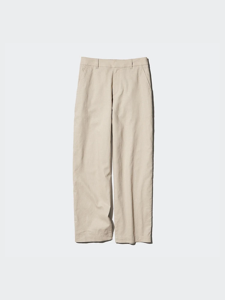 LINEN COTTON TAPERED PANTS | TALL