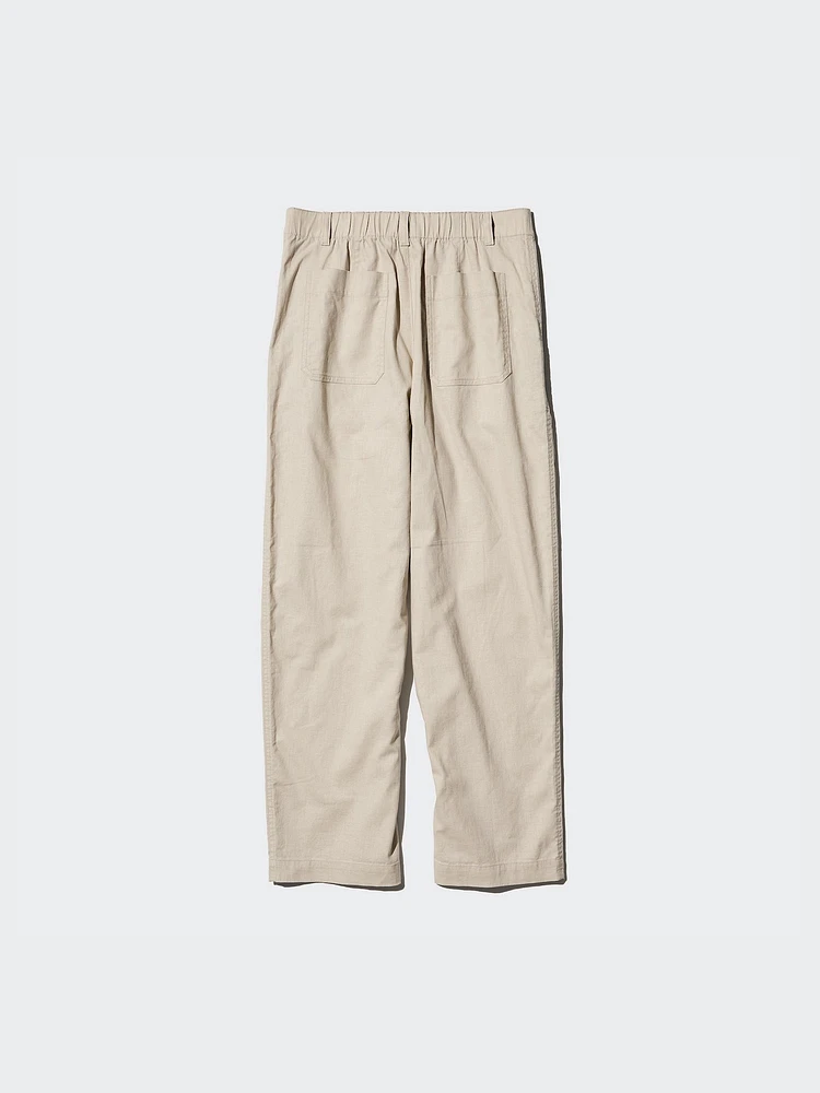 LINEN COTTON TAPERED PANTS | TALL