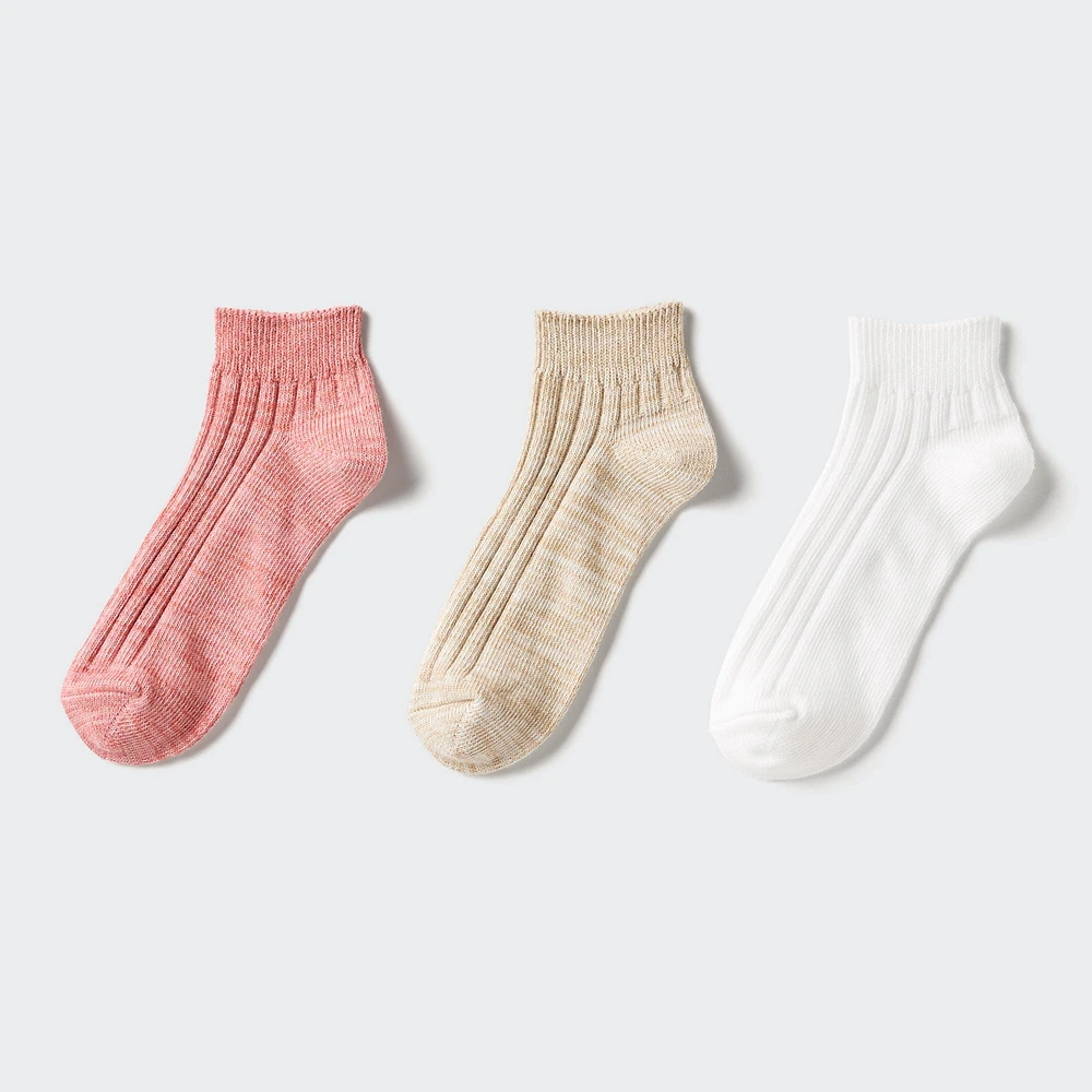 MIX YARN SHORT SOCKS | 3 PAIRS