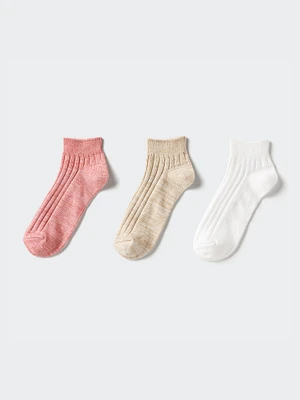 MIX YARN SHORT SOCKS | 3 PAIRS