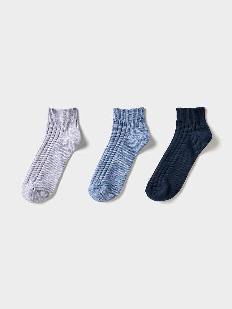 MIX YARN SHORT SOCKS | 3 PAIRS