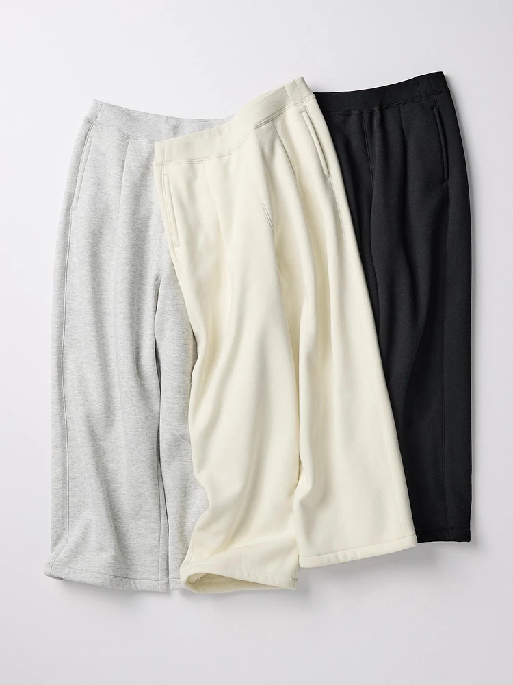 PILE LINED WIDE SWEATPANTS