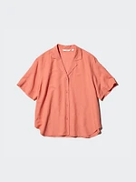 LINEN BLEND OPEN COLLAR SHIRT