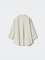 RAYON SKIPPER COLLAR BLOUSE 3/4 SLEEVE