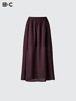 MESH GATHER LONG SLIT SKIRT