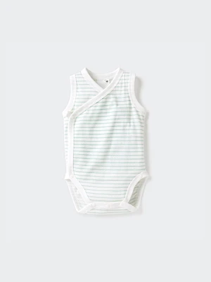 Baby Cotton Mesh Inner Bodysuit | Striped | Open Front