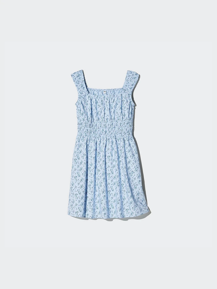 COTTON GATHERED SLEEVELESS MINI DRESS