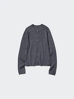 MERINO RIBBED CREW NECK SHORT CARDIGAN