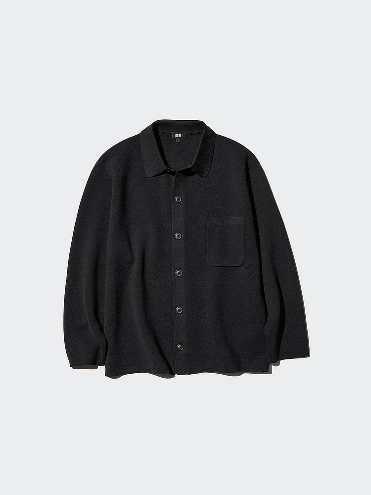 MILANO RIBBED SHIRT COLLAR CARDIGAN