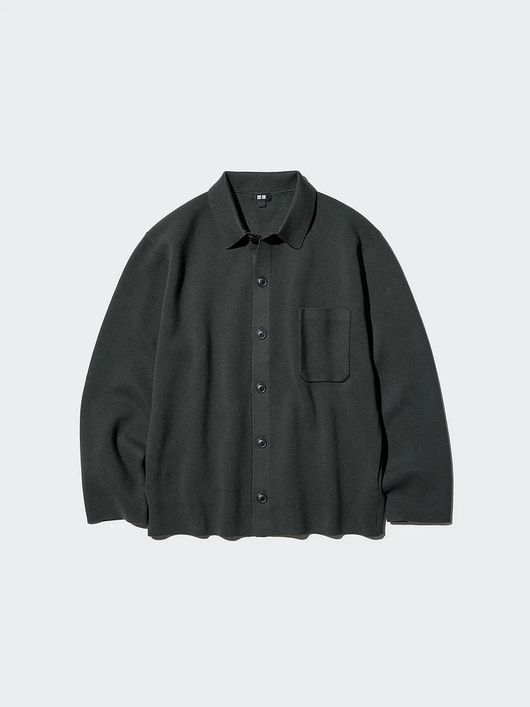 MILANO RIBBED SHIRT COLLAR CARDIGAN