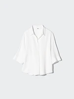 RAYON SKIPPER COLLAR BLOUSE | 3/4 SLEEVE