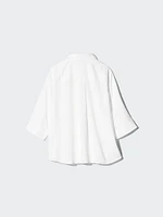 RAYON SKIPPER COLLAR BLOUSE | 3/4 SLEEVE