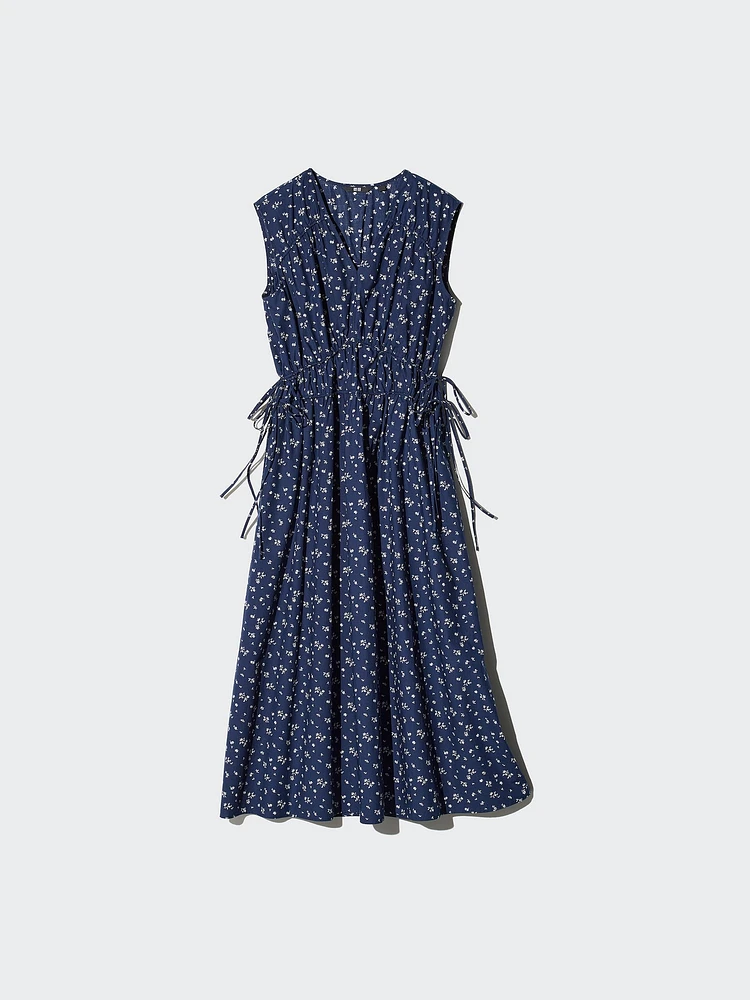 COTTON GATHERED DRESS | SLEEVELESS