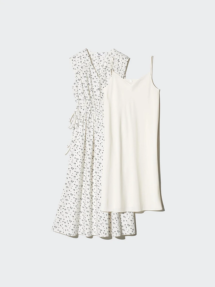 COTTON GATHERED DRESS | SLEEVELESS