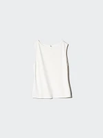 CREPE JERSEY BOAT NECK SLEEVELESS T-SHIRT