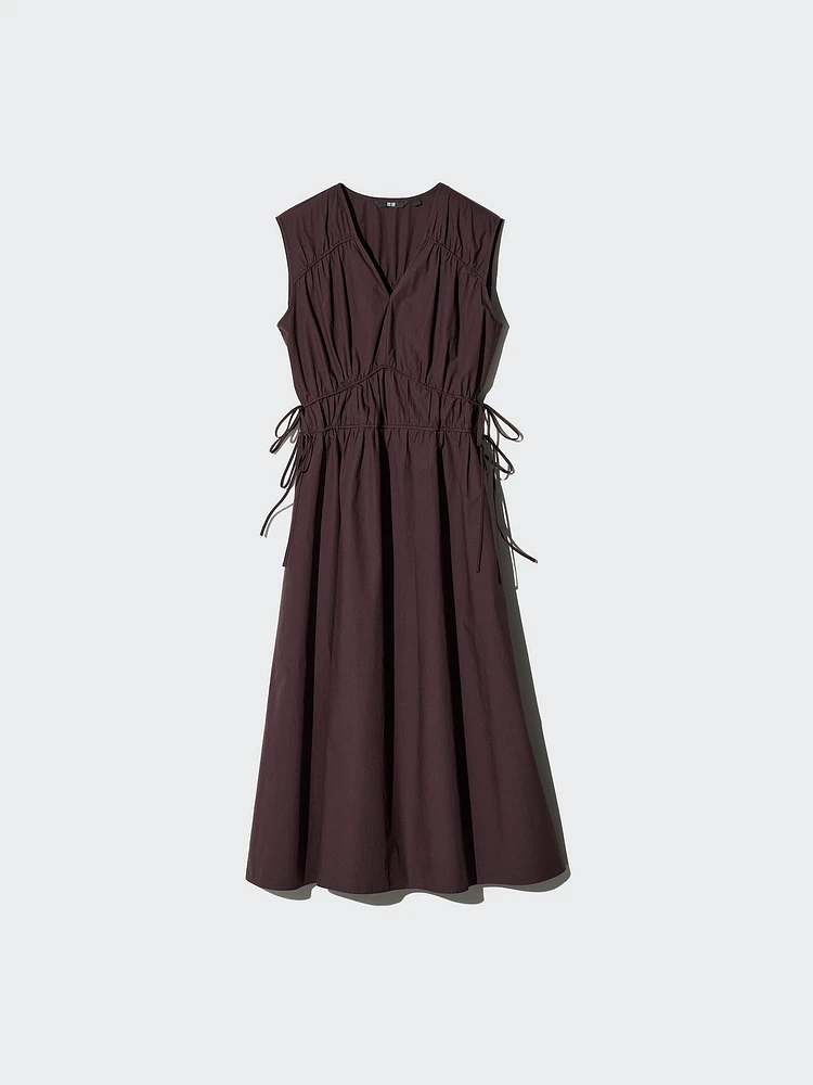 COTTON GATHERED DRESS | SLEEVELESS