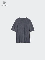 3D KNIT MERINO RIBBED CREW NECK SWEATER