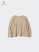 3D KNIT COTTON CREW NECK SWEATER