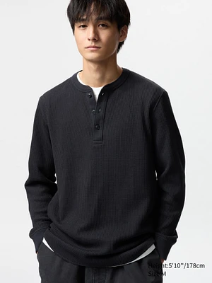 WAFFLE HENLEY NECK T-SHIRT