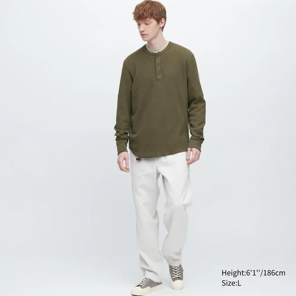 WAFFLE HENLEY NECK T-SHIRT