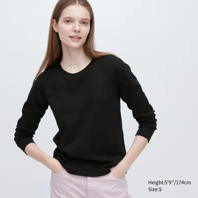 SMOOTH STRETCH COTTON CREW NECK LONG SLEEVE T-SHIRT