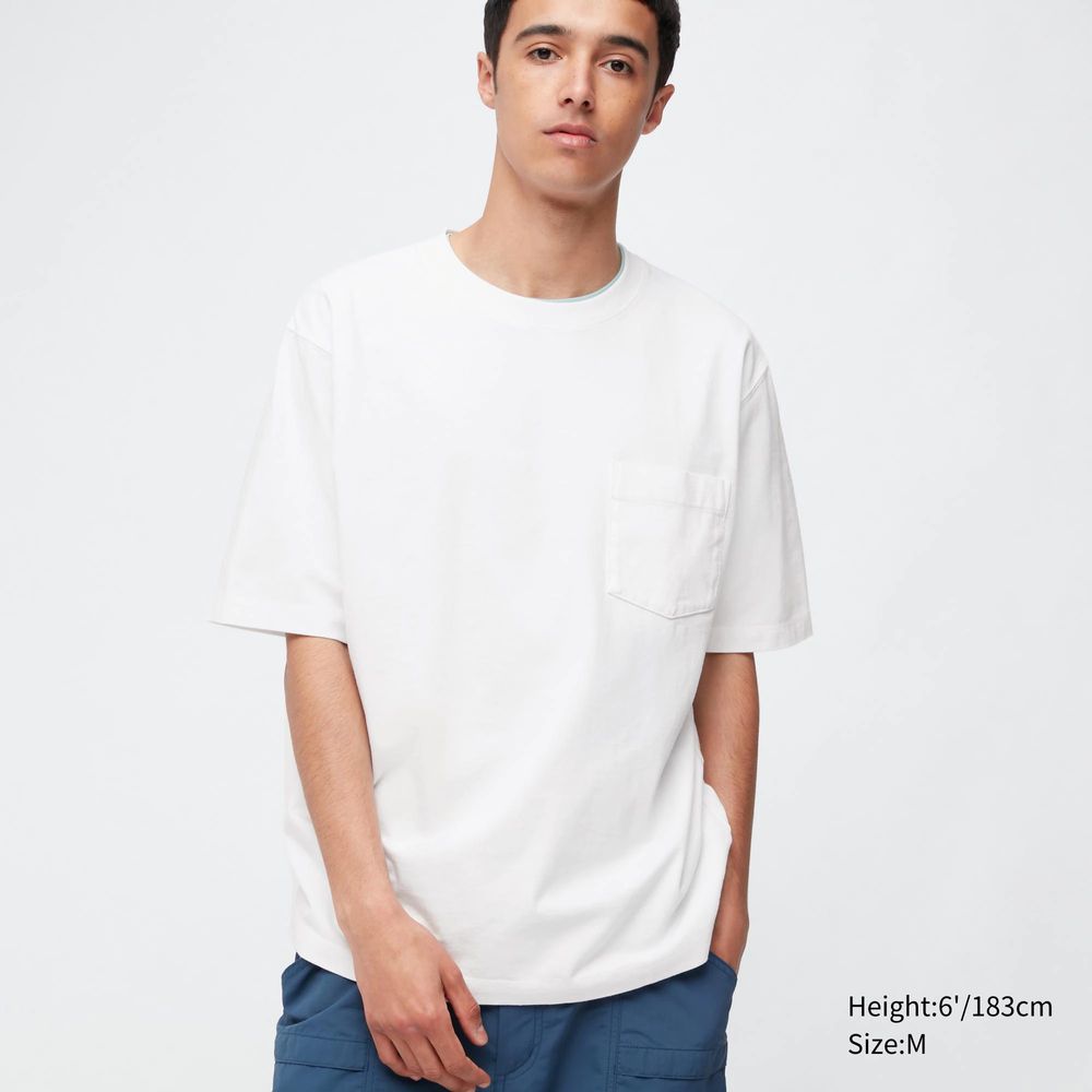 Oversized Pocket Crew Neck Half-Sleeve T-Shirt