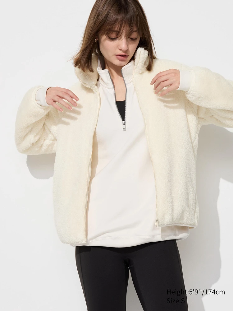 FLUFFY YARN FLEECE FULL-ZIP JACKET