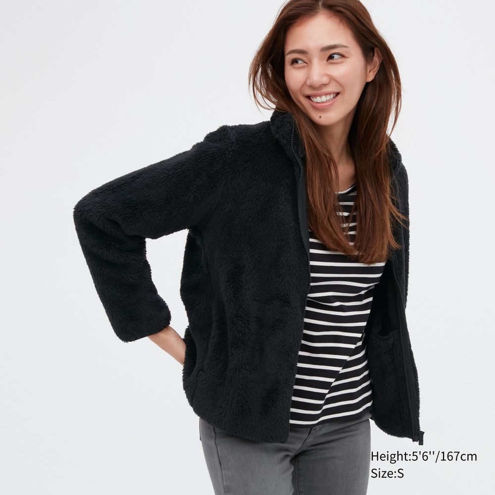 WOMEN'S FLUFFY YARN FLEECE FULL-ZIP REGULAR FIT LONG SLEEVE JACKET