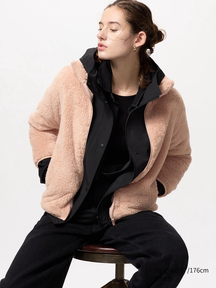 FLUFFY YARN FLEECE FULL-ZIP JACKET