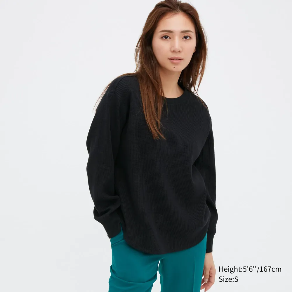 WAFFLE CREW NECK LONG SLEEVE T-SHIRT