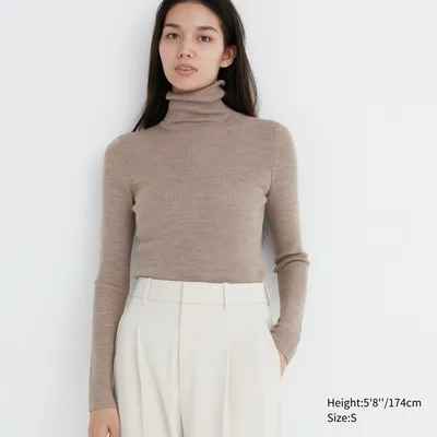 EXTRA FINE MERINO RIBBED TURTLENECK SWEATER