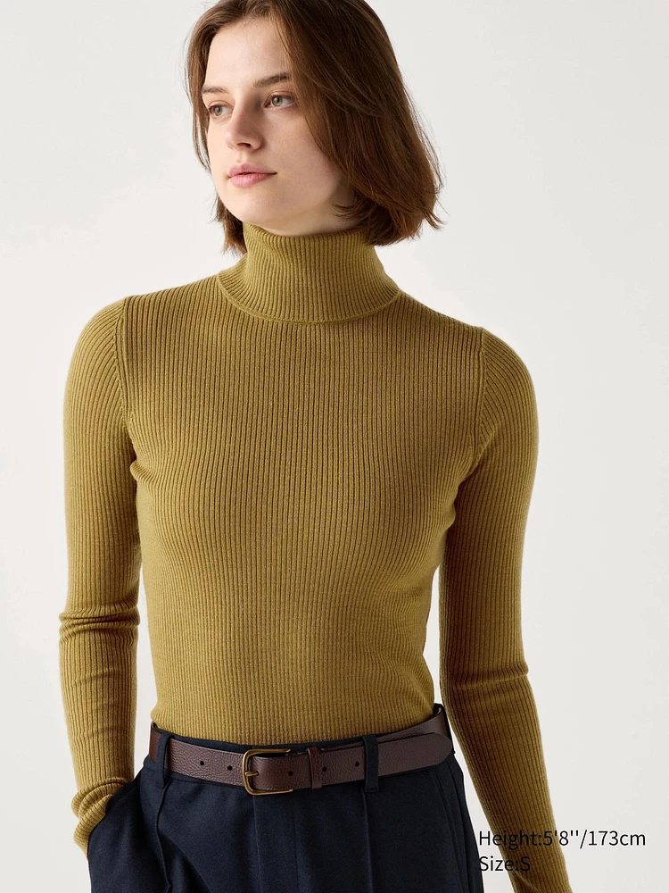 MERINO RIBBED TURTLENECK SWEATER
