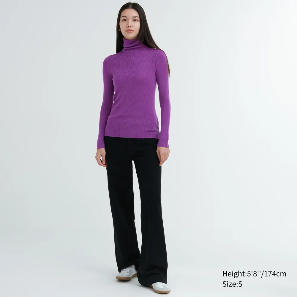 EXTRA FINE MERINO RIBBED TURTLENECK SWEATER