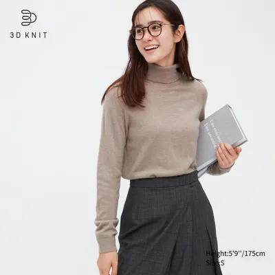 3D KNIT CASHMERE TURTLENECK SWEATER