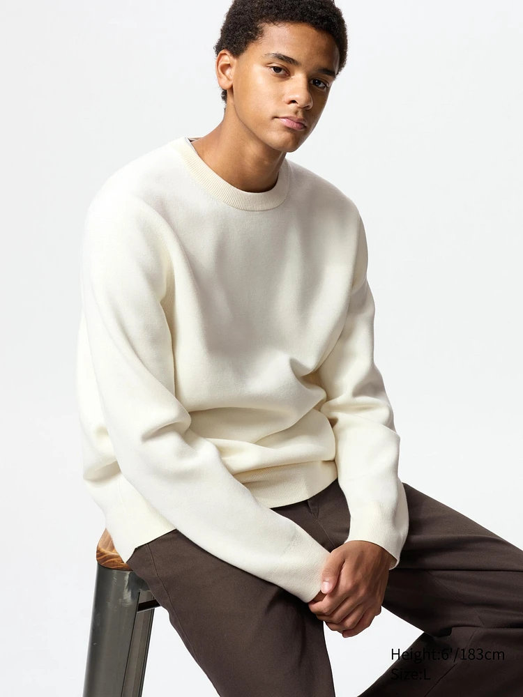 WASHABLE MILANO RIBBED CREW NECK SWEATER