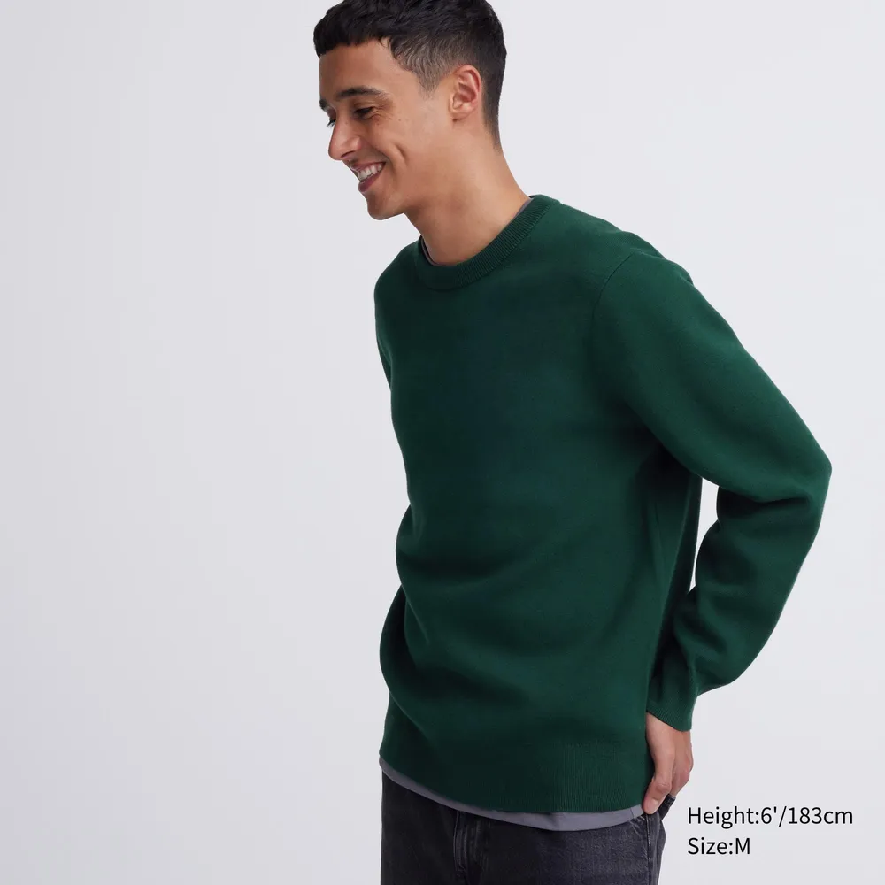 Washable Milano Ribbed Crew Neck Long-Sleeve Sweater | Wine | 2XS | Uniqlo US