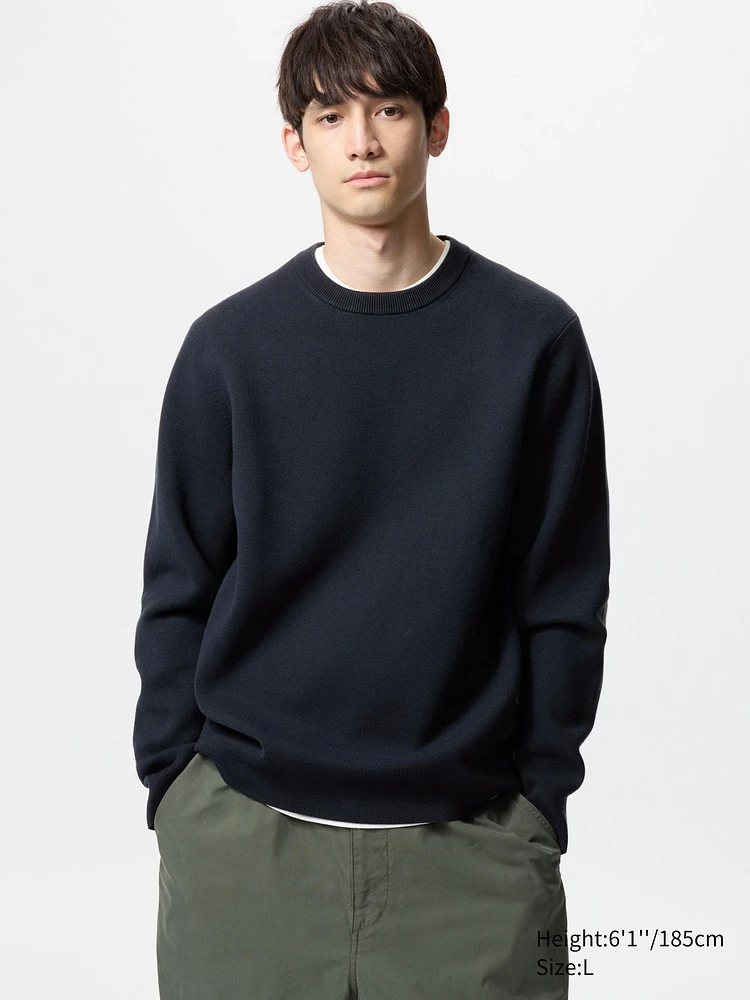 WASHABLE MILANO RIBBED CREW NECK SWEATER