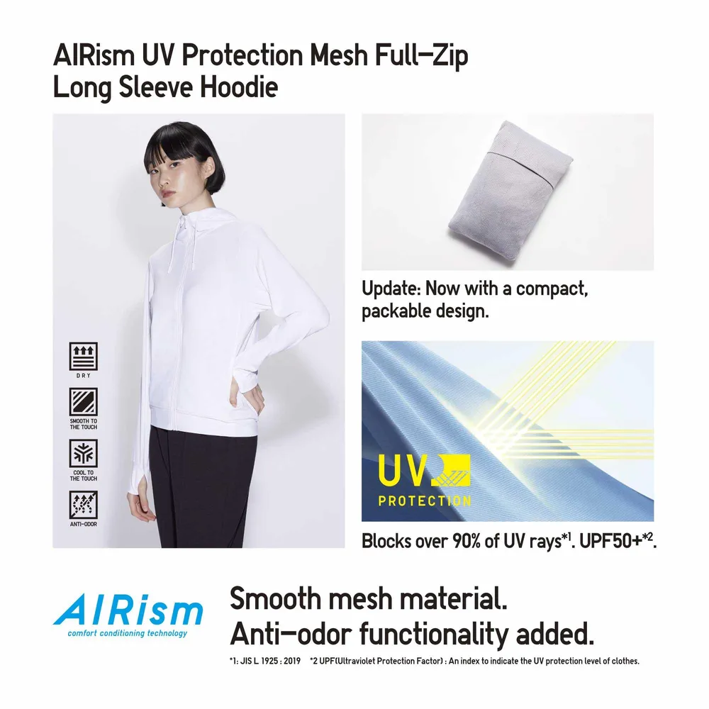 ⭐ SALE ⭐ [M] UNIQLO AIRism UV Protection Mesh Full-Zip Long Sleeve Hoodie  JACKET ZIPPER WHITE COLOR SPORT JAPAN OUTDOOR WOMEN SIZE FASHION  STRETCHABLE, Women's Fashion, Coats, Jackets and Outerwear on Carousell