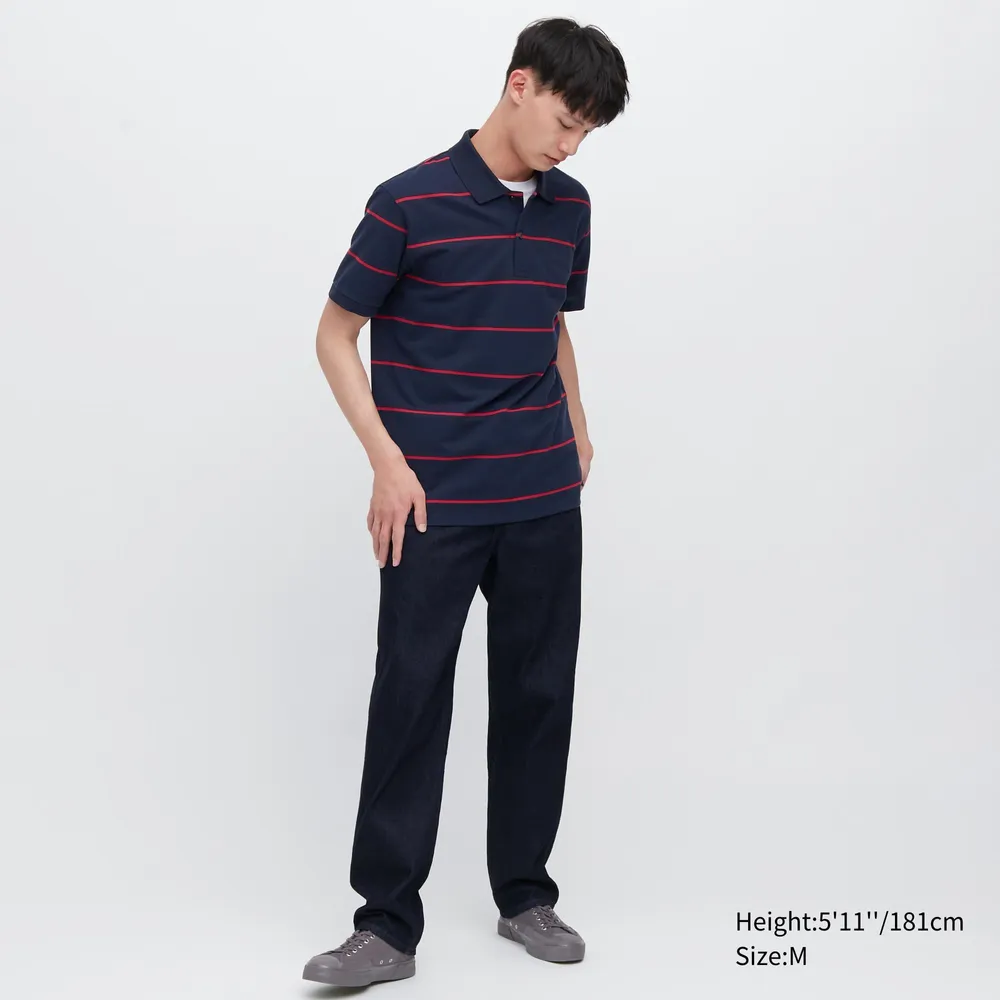 Dry Pique Striped Short-Sleeve Polo Shirt