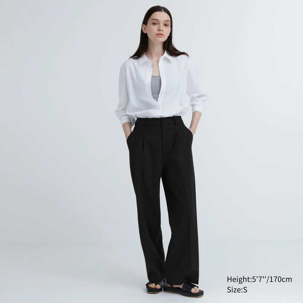 Uniqlo, Pants & Jumpsuits, Uniqlo Womens Pleated Wide Pants Black