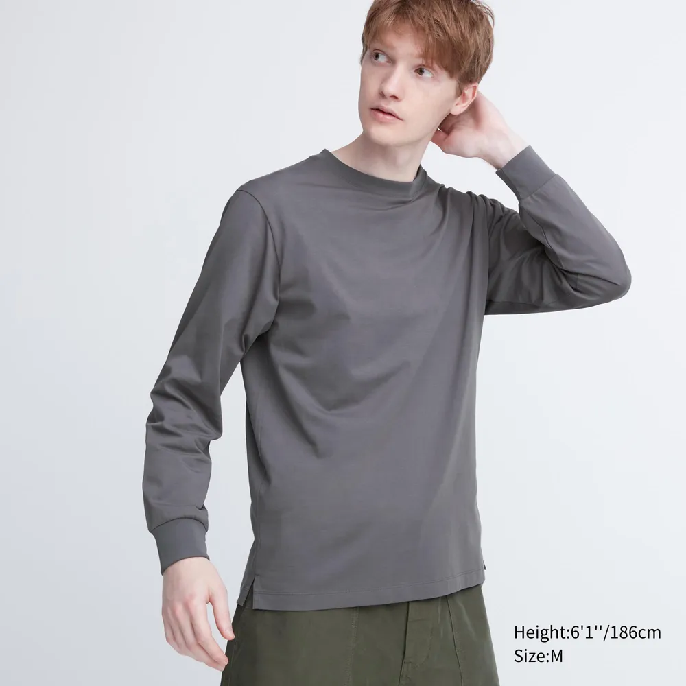 UNIQLO AIRism Cotton UV Protection Crew Neck Long-Sleeve T-Shirt