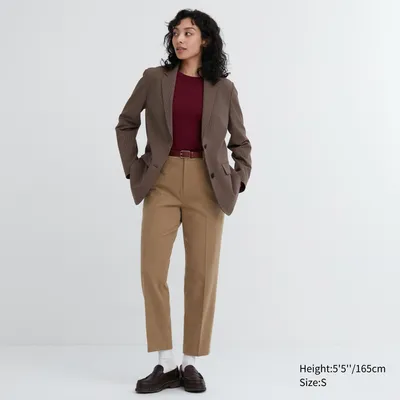 Uniqlo Womens Pants  Smart 2-Way Stretch Brushed Ankle-Length Pants  DARKBROWN * Moticommodity