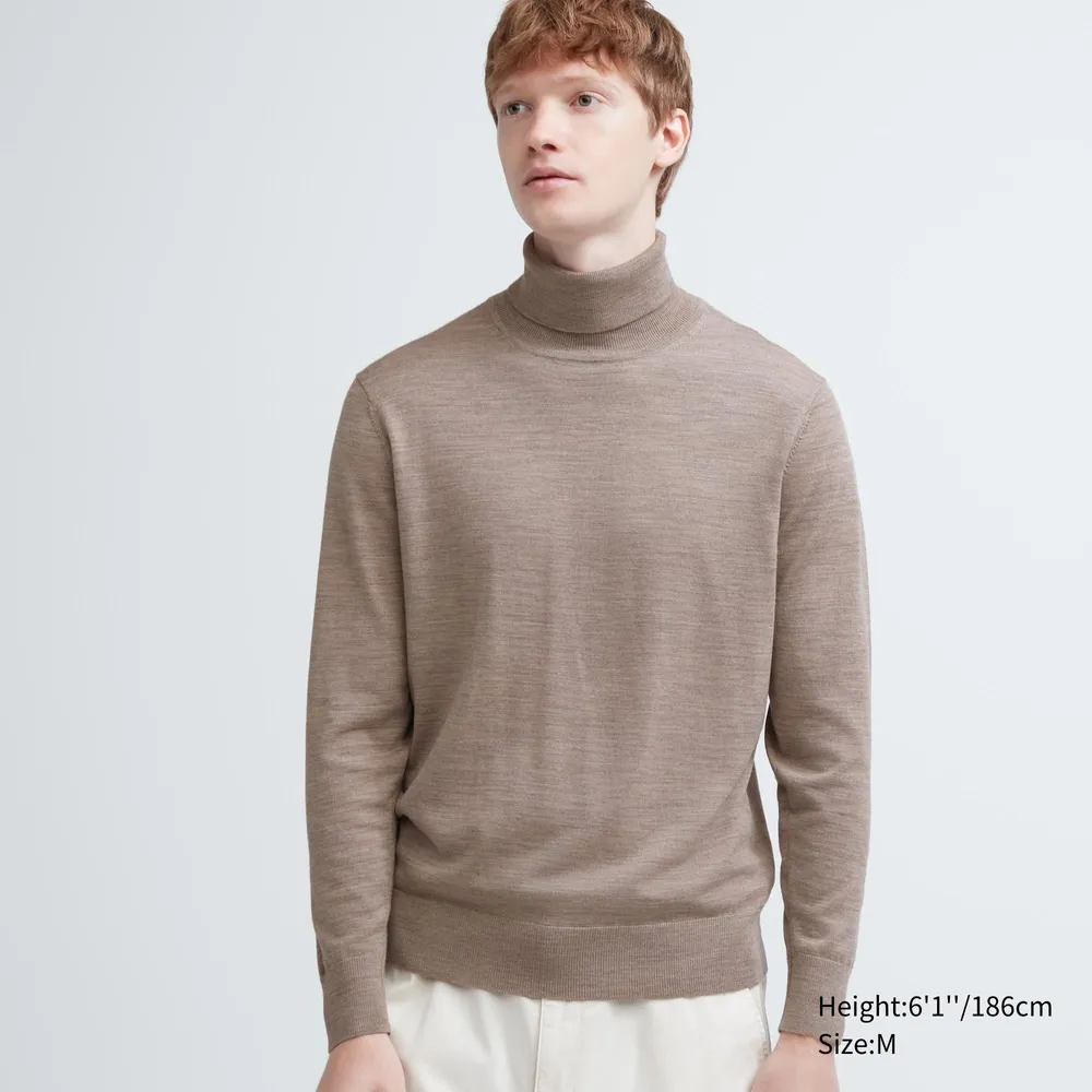 Extra Fine Merino Wool Blend Turtleneck Sweater