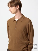 EXTRA FINE MERINO LONG SLEEVE POLO SHIRT