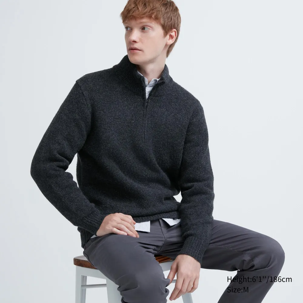 UNIQLO SOUFFLE YARN LONG SLEEVE HALF-ZIP SWEATER