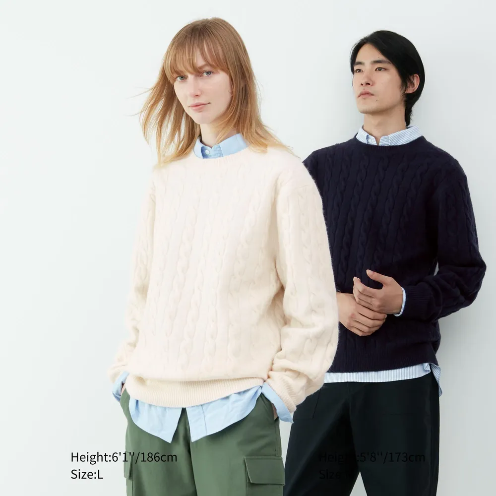 Cable-Knit Crew Neck Sweater