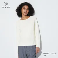 3D KNIT COTTON CREW NECK SWEATER